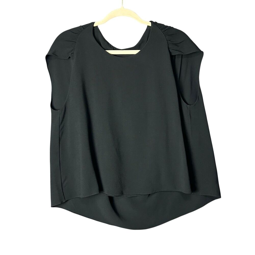 The Row Black Gathered Neck Cap Sleeve Blouse Top Women’s XS Minimalist Luxe - Picture 4 of 8